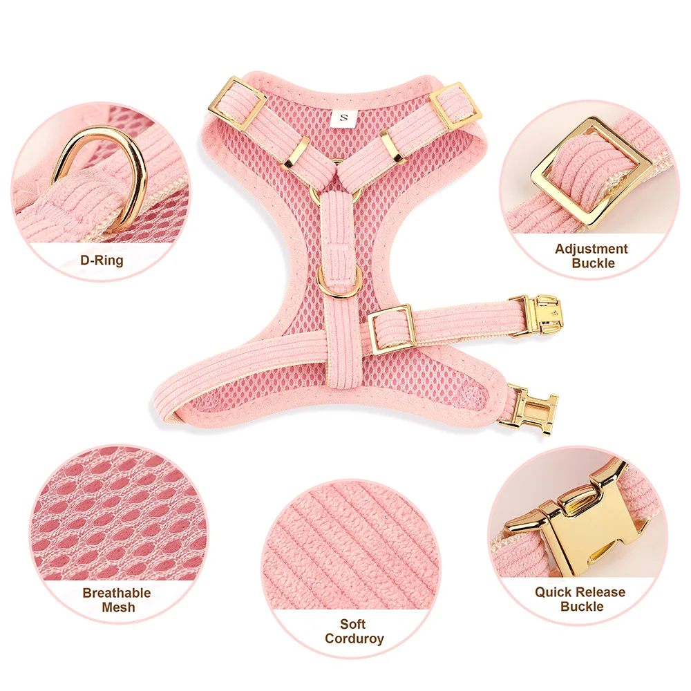Cute Bowknot Dog Collar Harness Leash Set Soft Harness Vest for Small Medium Dogs Outdoor Walking