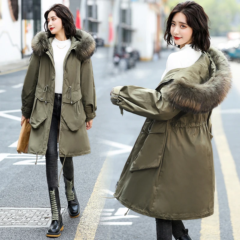 

YASUGUOJI New 2022 Winter thicken Quilted Coats Women korean fashion fur collar Parkas Jacket Women Female Outwear Overcoat