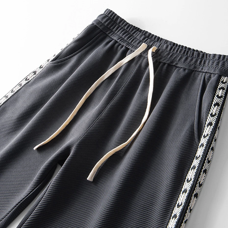 Plus Size 10XL Sweatpants Men Straight Pants Side Patchwork Design Fashion Casual Trousers Male Pants Big Size 10XL