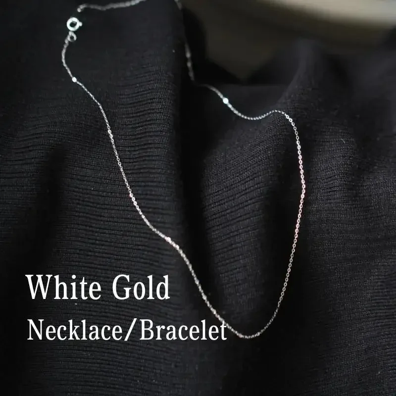 Gold Necklace Chain GOLDtutu Real 14K Solid White Gold Minimal Simple Style Fine Jewelry Au585 Bracelet