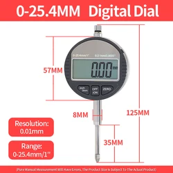 Precision Dial Bore Gauge Indicator and Measurement Tool, 0 - 10mm/30mm (Digital Dial 25.4mm)