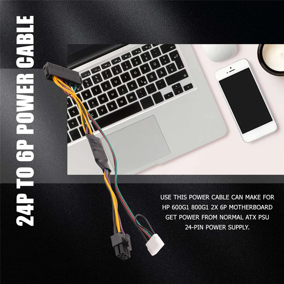 ATX PSU ���� ���� ���̺�, PCIe 6 ��-ATX 24 �� ���� ���� ���̺�, 24 P-6 P, HP 600 G1 600G1 800G1 ���κ����