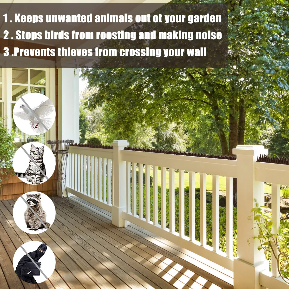 12-60Pcs Anti Climb Bird Spikes Fence Wall Spikes Stop Birds and Cats Sitting on Fence Cat Repellent Spike for Deterrent Burglar