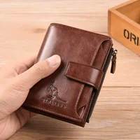 Fashion Men's Coin Purse Wallet RFID Blocking Man PU Leather Wallet Zipper Business Card Holder Money Bag Wallet for Male 1
