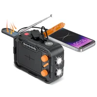 5000mAh Hand Crank Solar Power Bank with FM/AM Radio Flashlight Powerbank DC 5.0 Type C for iPhone 16 X Samsung Portable Charger 1