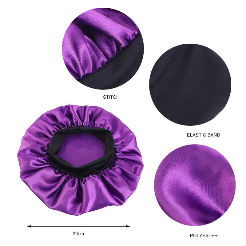 Women' Satin Solid Bonnets Wide-brimmed Night Sleeping Bathing Hat Unisex...