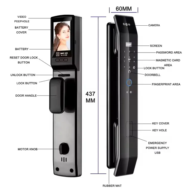 Sunlight 001Tuya Smart Door Lock 3d Face Recognition Automatic Smart Locks With Camera Smart Biometric Security Door Lock 5