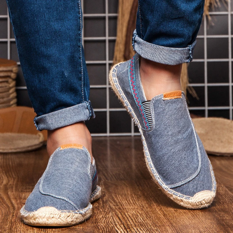 Mens Flax Espadrille Loafers Slip-On Comfort Shoes with Round Toe Fashion Women Canvas Walking Shoes Casual Fisherman Driving 4