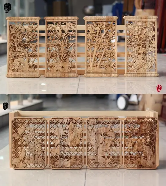 3D中空木彫り背景壁装飾中国文化木工品キャンプホラッキーカーブ