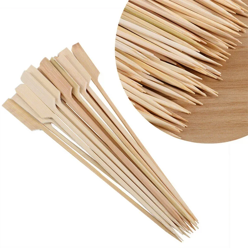 100PCS Disposable Bamboo Sticks Barbecue Tools Natural BBQ Bamboo Skewers Home Grill Accessories Camping Party For Kabob Fruit