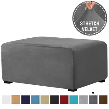 4 Szie Real Velvet Form Stretch Rectangle Folding Storage Covers Ottoman Washable Removable Footstool Protect Slipcovers 1