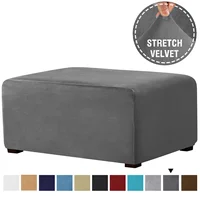 4 Szie Real Velvet Form Stretch Rectangle Folding Storage Covers Ottoman Washable Removable Footstool Protect Slipcovers 1