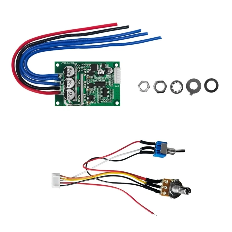 

12V-36V 500W High Power Brushless Motor PWM Controller Driver Board With Aluminum Heatsink Connector Wires