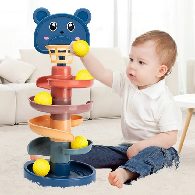 Baby Toys Rolling Ball Pile Tower Early Educational Toy For Babies Rotating Track Educational Baby Gift Stacking Toy For Kids 2