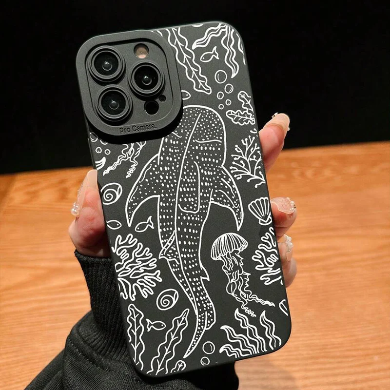 Black Eyed Shark Soft Matte Shockproof Phone Case
