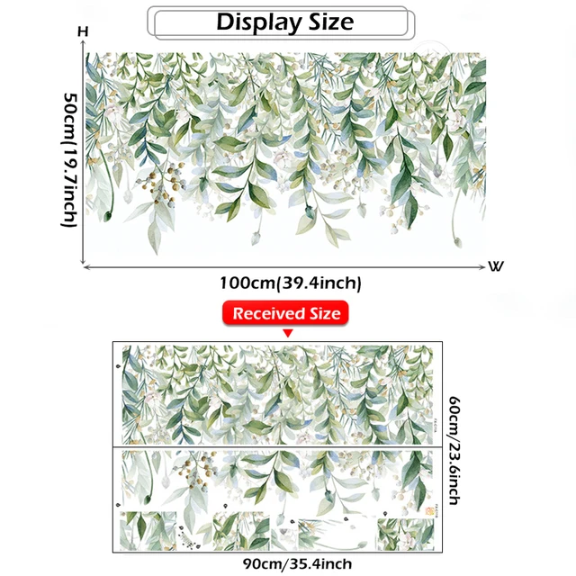 Akvarell Zöld Növények Szőlőfal Matricák Levelek Fali A Nappali Hálószobához Dekoratív Eltávolítható Falfestmények - Image 3