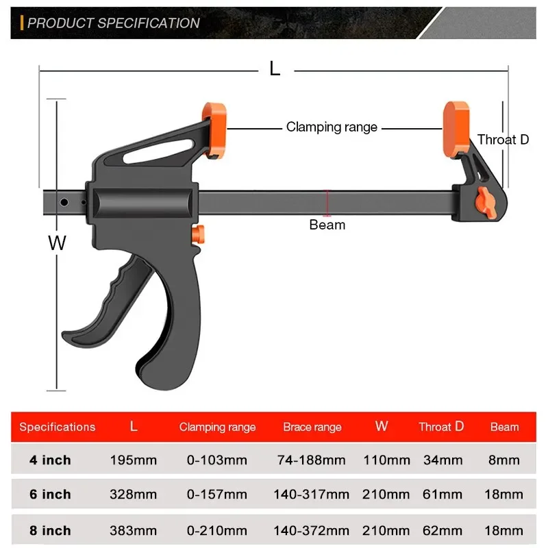 Woodworking Clamps Work Bar F Clamp Clip Kit Quick Ratchet Release Speed Squeeze DIY Carpentry Gadget Hand Tools