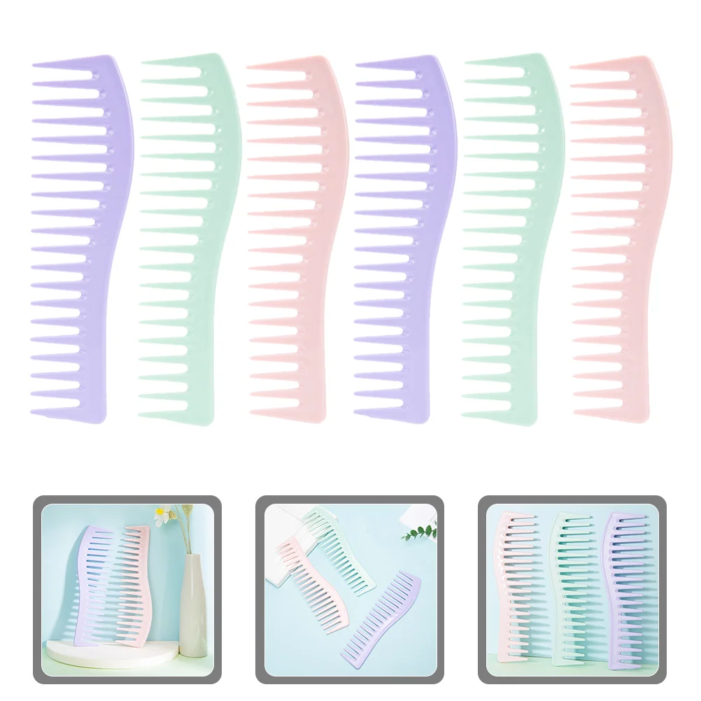 

6 Pcs Wet Hair Styling Comb for Large Curly Wide Teeth Wide Teeth Hair Comb Tooth Detangling Women