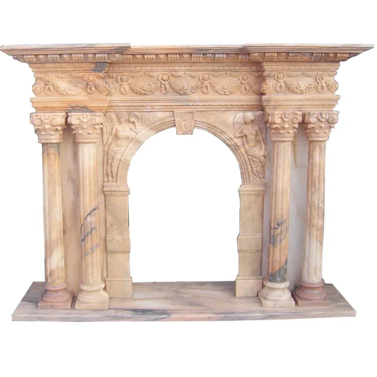 Description Picture 6 of itemMarble Fireplace SetNatural Stone Modern  MarbleMantels Surround Decorative Freestanding Fireplace Polished