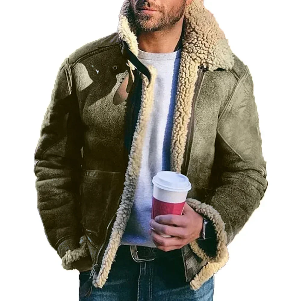 Chaqueta De Cuero Para Hombre E Invierno Con Cuello Alto Con Cremallera Chaqueta De Cuero Sintético Chaqueta De Manga Larga Chaqueta De Hombre Abrigo Suéter, Negro , M