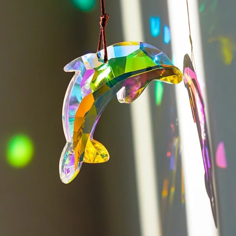 Crystal Hanging Butterfly Dolphin Prism Suncatcher Butterfly Sun Catcher for Window Garden Indoor Outdoor Home Christmas Decor