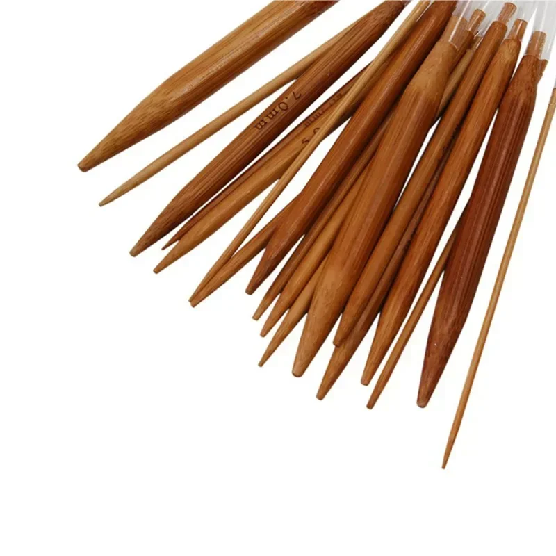 Premium Bamboo Circular Knitting & Crochet Needle Set - 18PCS Smooth Sewing Tools