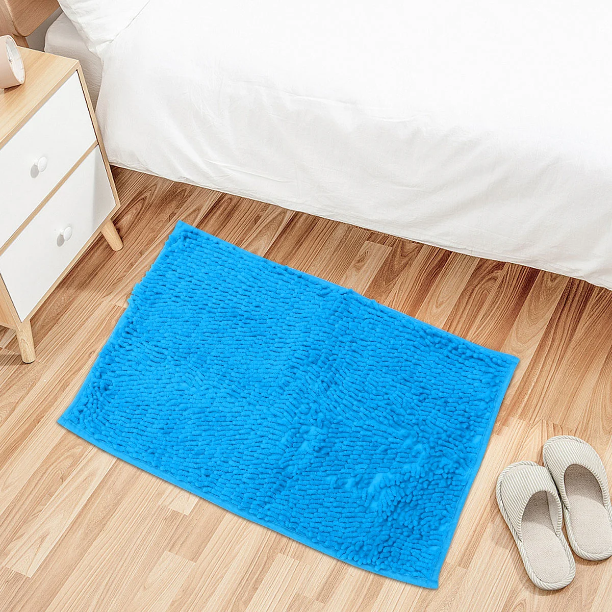 

1pc Water Non-slip Chenille Mat Bathroom Door Water Absorption Mats Bathroom Rug for Home Bathroom (Acid Blue)