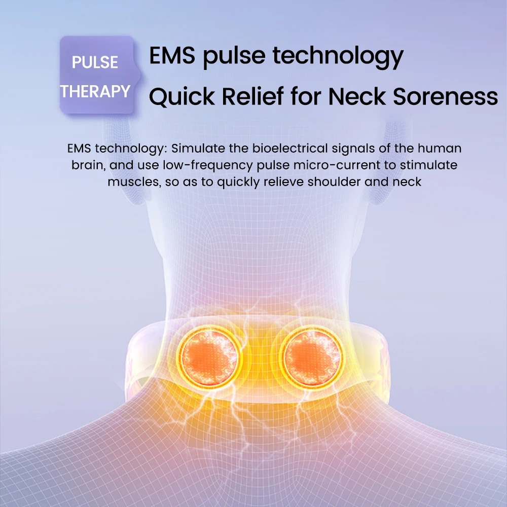 

Electric Muscle Stimulator EMS Heating Neck Massager Pulses Vertebra Shoulder Massage Hot Compress for Neck Pain Relief