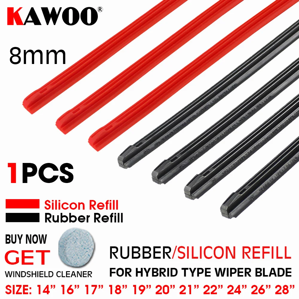 Premium KAWOO Rubber/Silicon Wiper Blade Refill Strip - 1 Piece Accessory