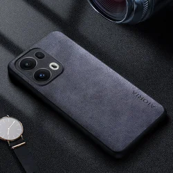 Premium Luxury Leather Phone Case - Retro Business Style Solid Color Cover for Reno13 Pro (GRAY)