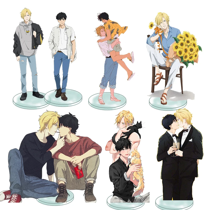 Taicanon 5.9 Anime Banana Fish Ash Okumura Eiji Couples Acrylic Toy  Display Stand Desk Miniature Standing Figure Home Room Decor, Fans Gift 