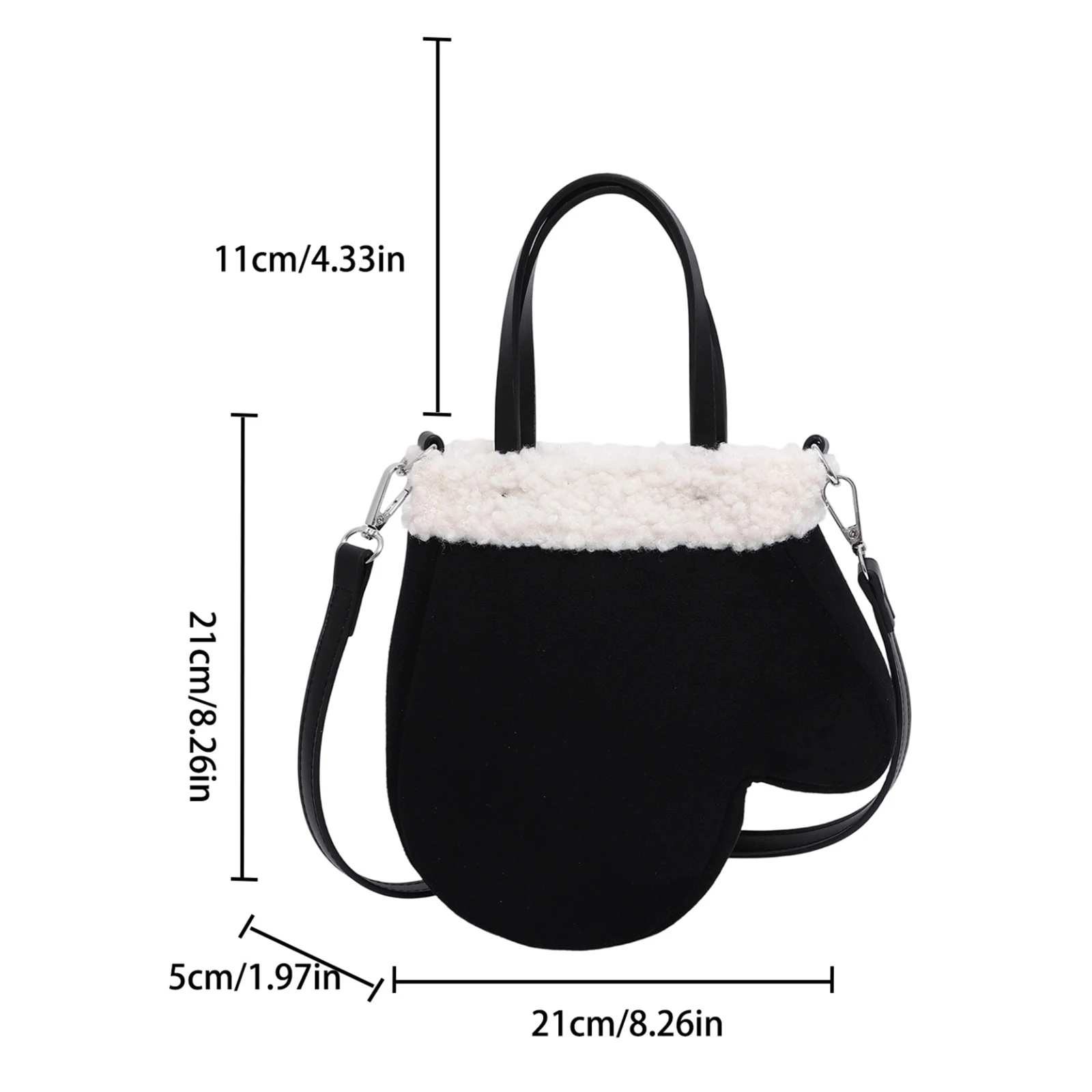 Faux Suede Crossbody Bag Glove Shape Glove Bag Plush Change Purse for Women Daily Travel Shopping