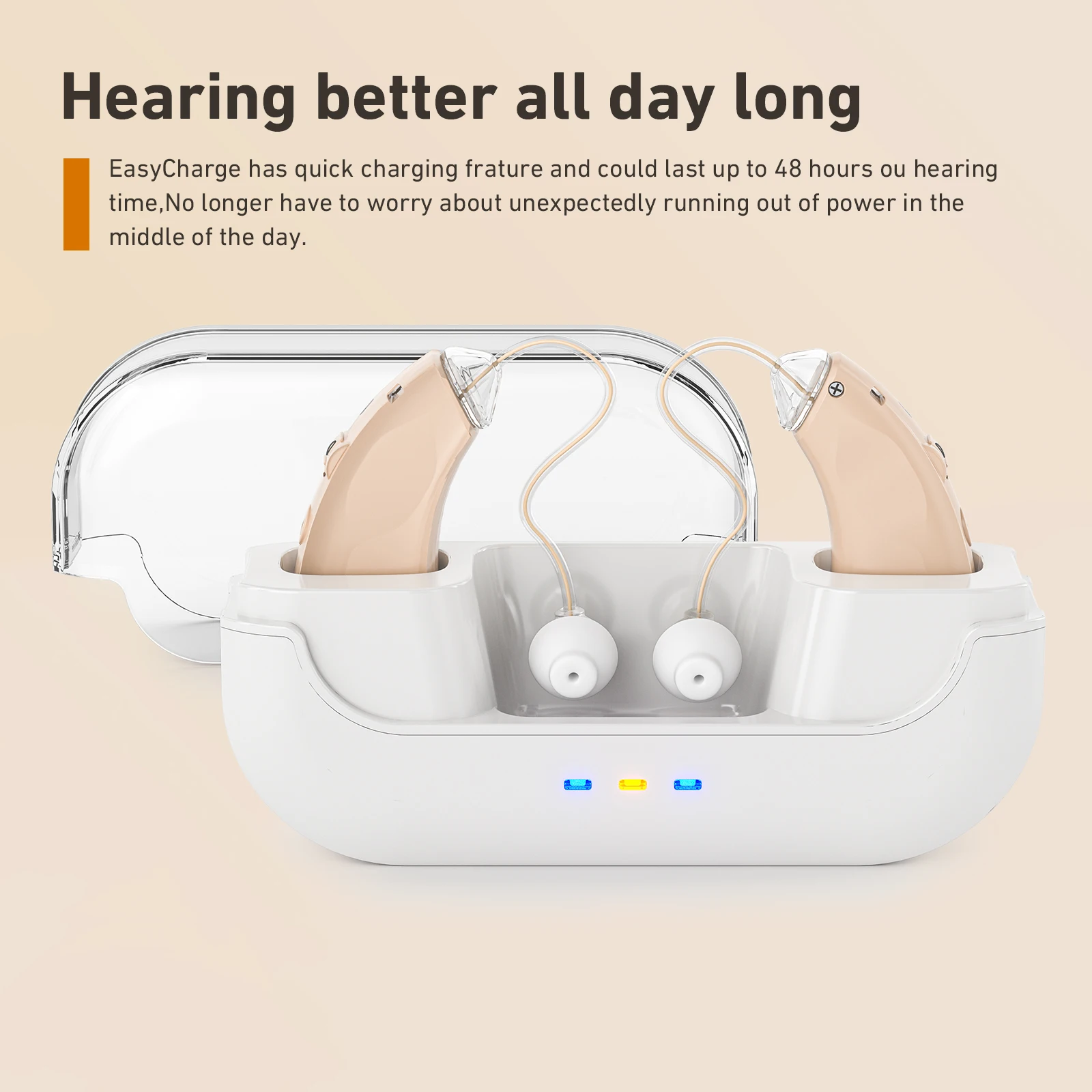 Rechargeable hearing aids for seniors with noise reduction Digital Hearing Amplifiers for Hearing Loss with charging case hearing aid