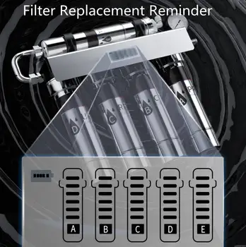 EIREE เครื่องกรองน้ำสแตนเลส 5 ขั้นตอนพร้อมจอแสดงผลดิจิตอลและเกจวัดความดันใต้อ่างล้างจานระบบกรองน้ำเครื่องกรองน้ำ 2