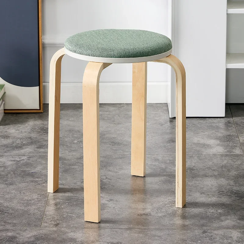 Curved Wooden Stoolhousehold High Round Stool Simple And Soft