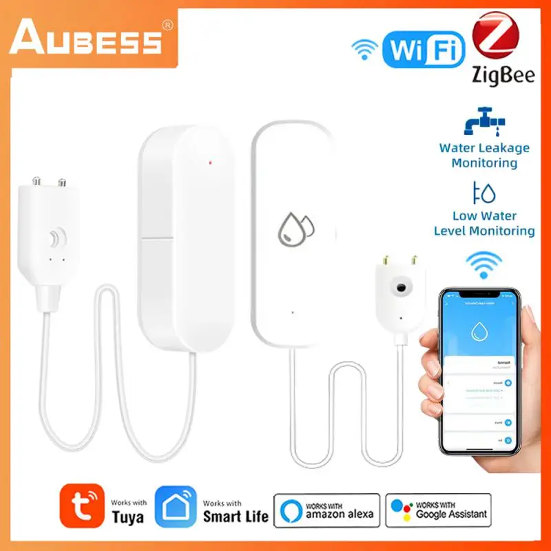 ZigBee 투야 스마트 와이파이 누수 센서 알람 앱 원격 모니터, 물 넘침 수준 감지기, 홈 보안 경보 시스템
