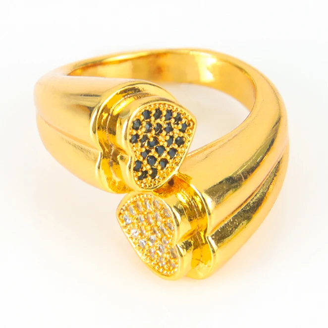 Dubai Mode Unregelmäßige Ringe 21k Vergoldet Italienischer Zirkonia Boho Cocktail Herzring Saudi-Arabien Damen Event Party Schmuck – Detail 7
