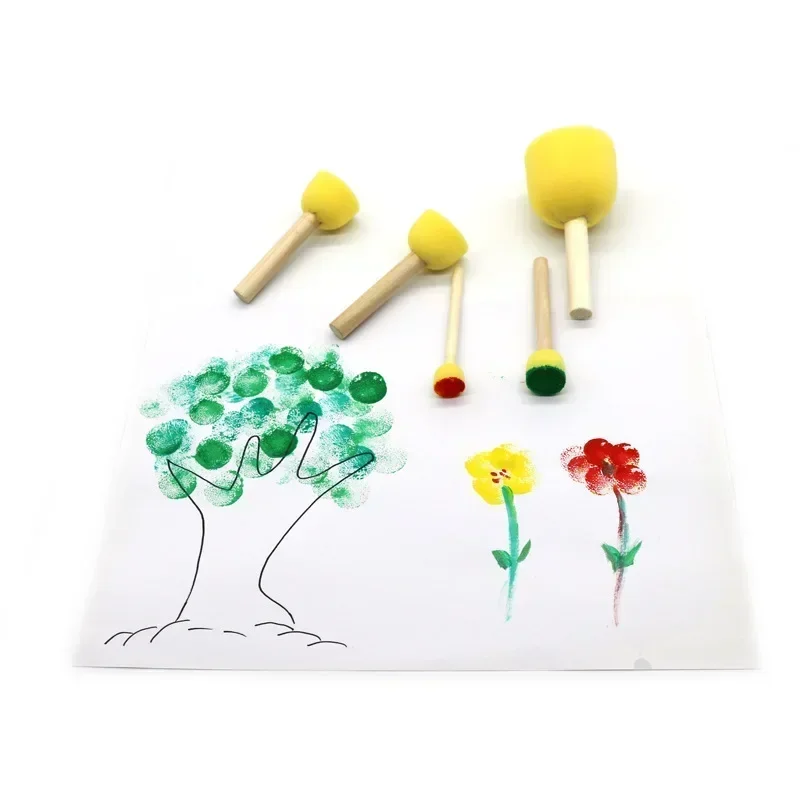 4/5pcs/set Sponge foam brush diy toy materials Sponge brush with wooden handle for children art painting 5