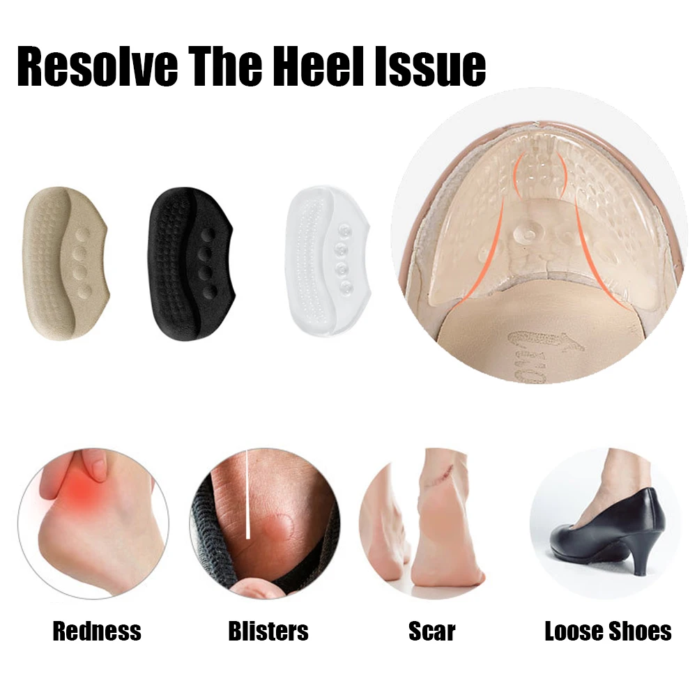2pcs Silicone Heel Cushion Pads for Shoes Women Antiwear Foot Pad Non-Slip Heel Protector Sticker Shoe Adjustable Size Inserts