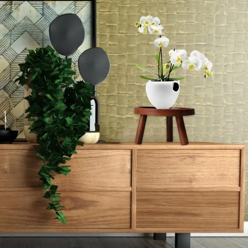 Wooden Plant Holder Stool Multifunctional Small Round Table For Potted Plant Fish Tank Indoor Pot Display Stand Home Decor