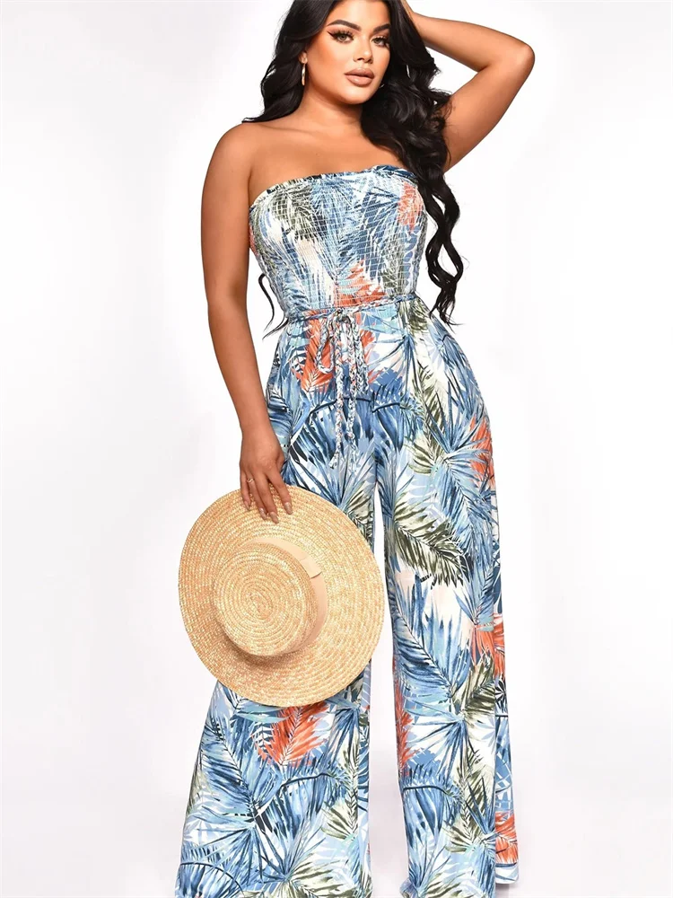 Wmstar Women's Jumpsuits Summer One Piece Outfits Print Holiday Off Shoulder Playsuits Overalls Wholesale Dropshipping S-2XL