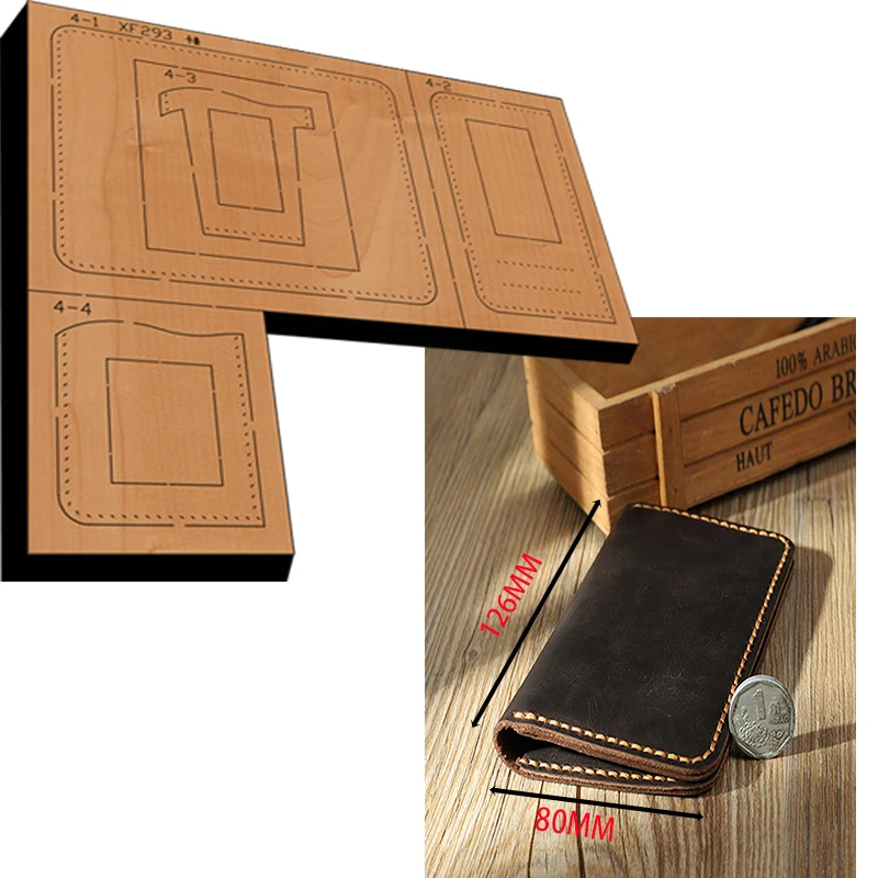 

Folding wallet card bag in half Leather Craft Punch Hand Tool Cut leather craft tools New Japan Steel Blade Wooden Die