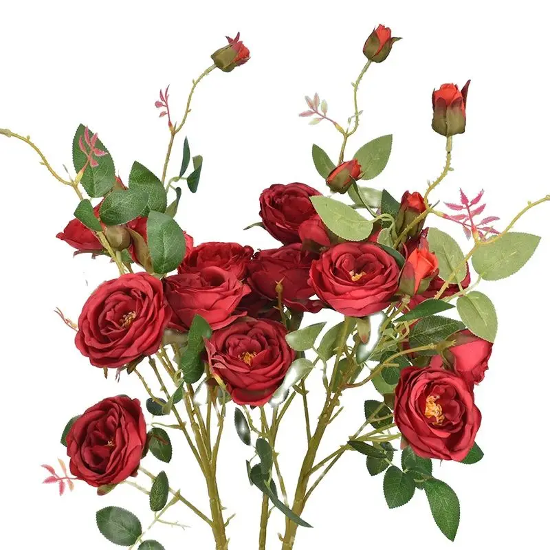 One Silk Tea Rose Branch 5 Teste Peonia Artificiale Camelia Rosa Fluer Stem Per La Decorazione Floreale Della Casa Di Nozze