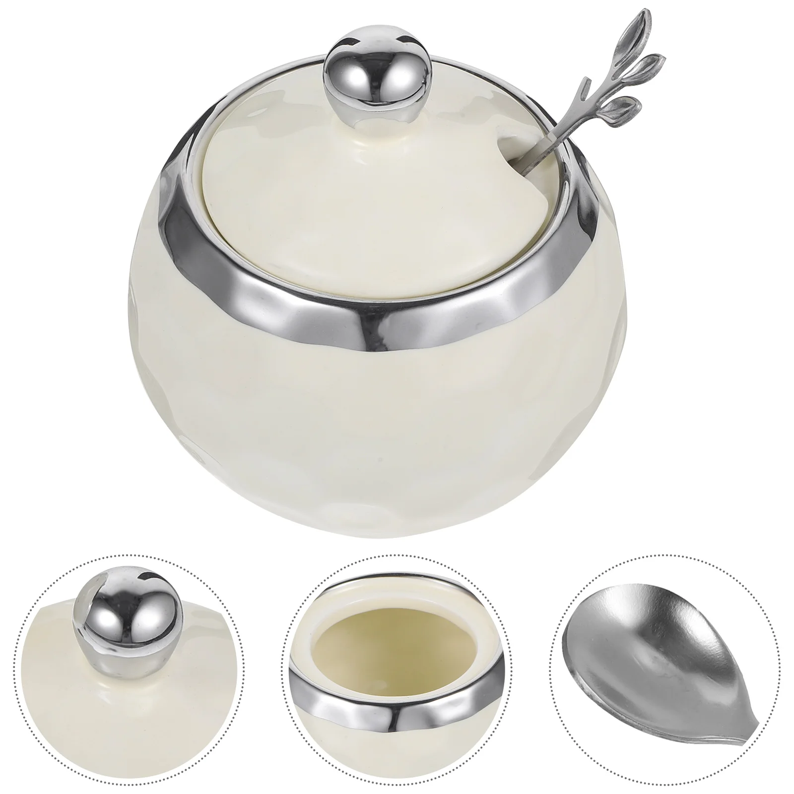 

Ceramic Sugar Bowl Porcelain Salt Bowl Salt Container Modern Spice Box Seasoning Jar for Home