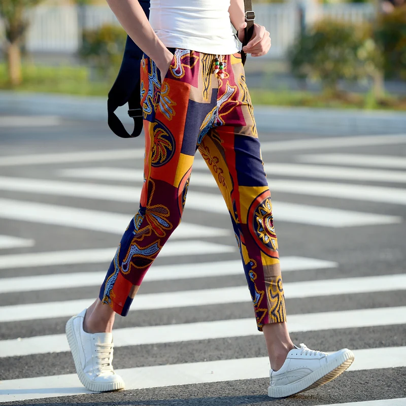 【COLOR iN ID】Small flower cotton pants Winter Cotton Linen Wide Leg Pants for Women Plus Size