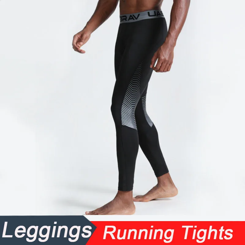 Compression Basketball Pants Men Running Tights with Striped Legging Workout Elastic Waist Soccer Trousers Men Sports Wear