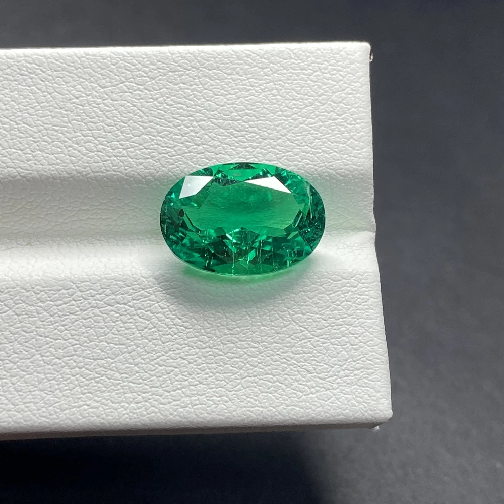 

Meisidian 3x5-6x8mm Oval Cut Inclusion Laboratory Hydrothermal Columbia Green Emerald For White Gold Ring