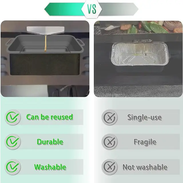 Grease Catcher Bélések Grillező Csepegtető Serpenyő -Szilikon Bélés Színű Hordozható Csepp Betét A Kültéri Piknik Konyhai Szerszámokhoz - Image 5