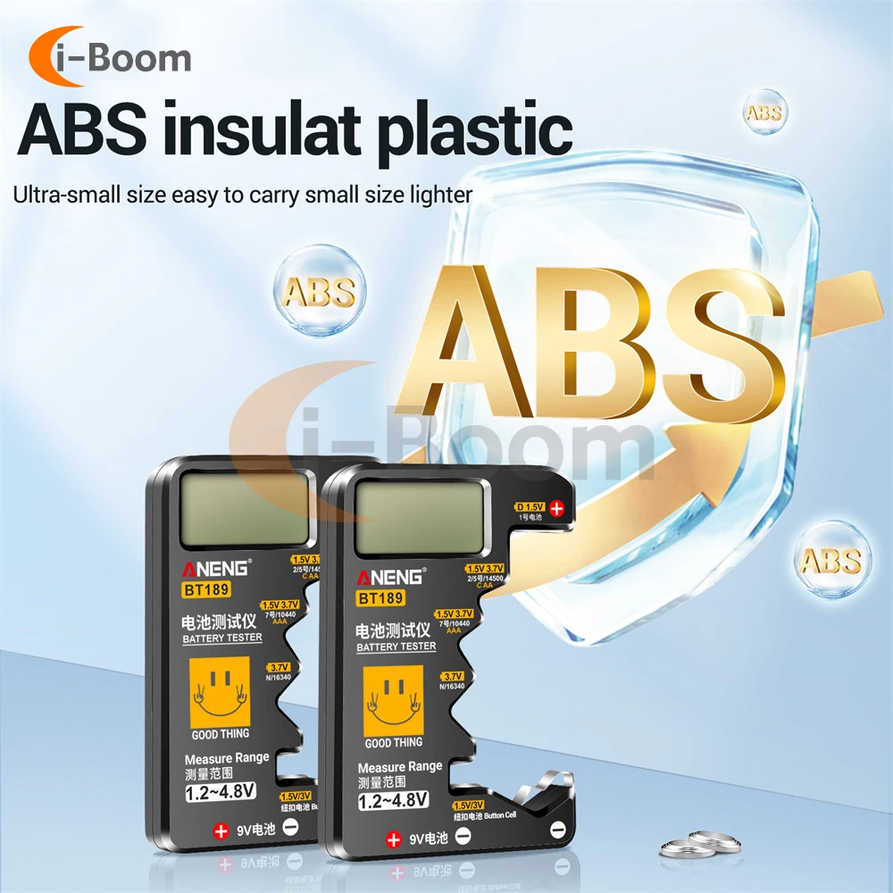 BT189 Battery Tester LCD Display Universal Voltmeter Electricity Display AA AAA Button Cell Batteries 1.5V/3V/3.7V/4.8V/9V 4