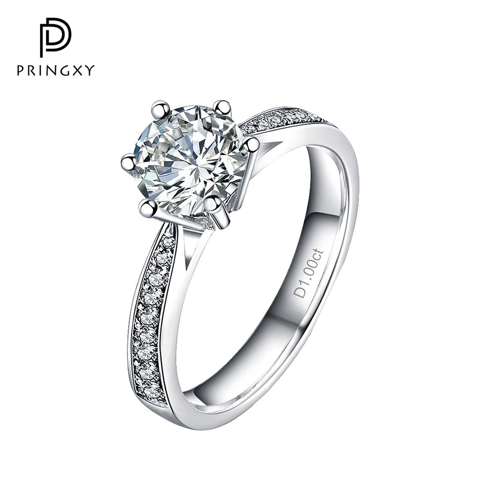 

PRINGXY 3ct Real 925 Sterling Silver High Carbon Diamond Women's Plated 18K Wedding Ring Round Engagement Ring Gift Fine Jewelry